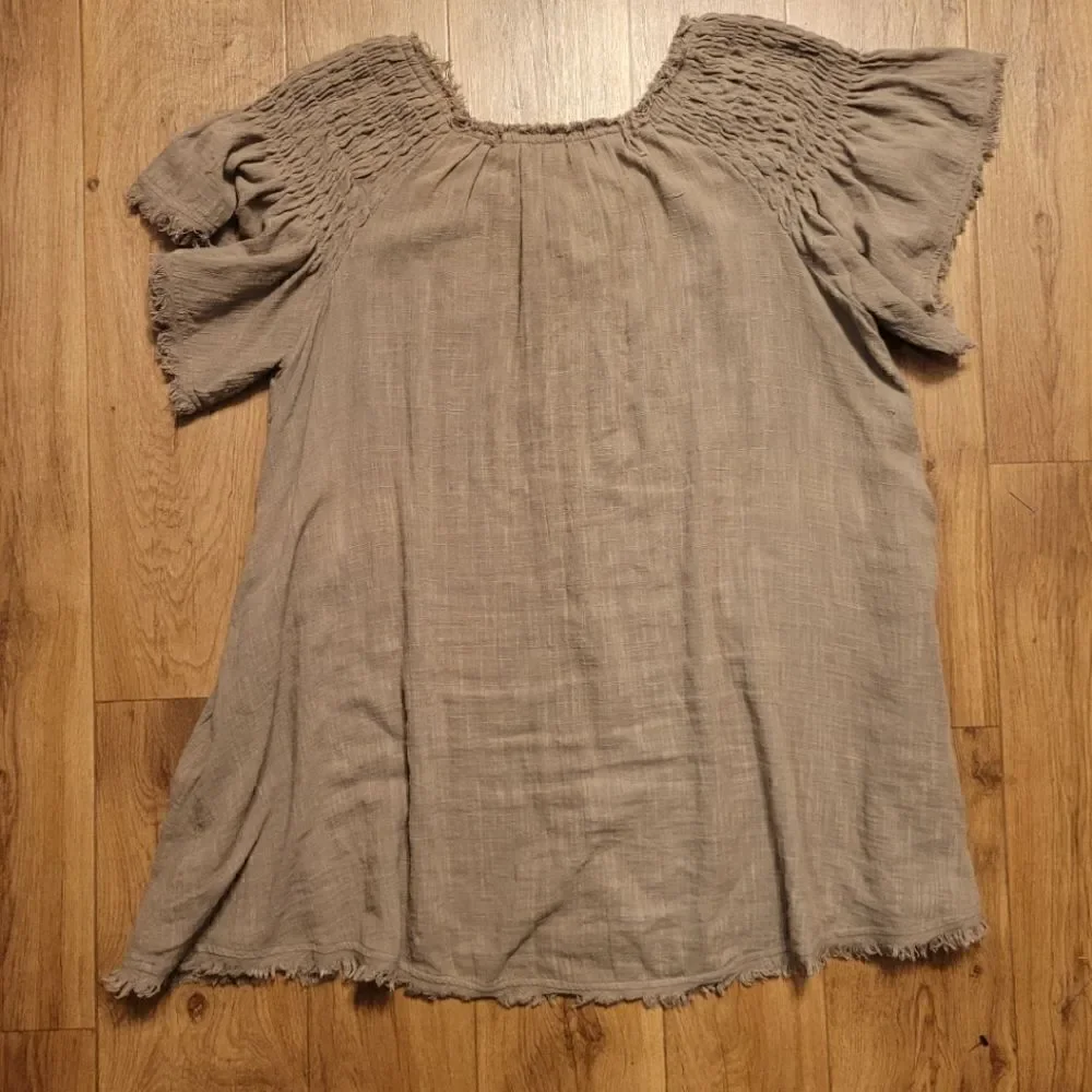 Free People Cotton Oversized Mini Dress Olive Size S